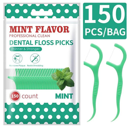 200pcs Dental Floss and Plastic Toothpicks for One-time Cleaning of Dental Gaps-Oral Care Leedoar