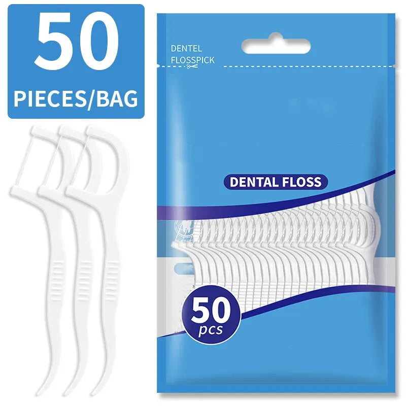 200pcs Dental Floss and Plastic Toothpicks for One-time Cleaning of Dental Gaps-Oral Care Leedoar