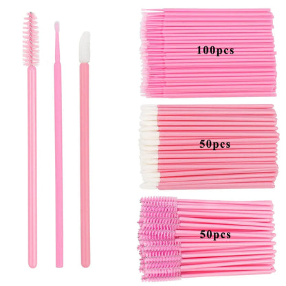 200pcs Disposable Brushes Set Mascara Wands Lip Brushes Microbrush Applicator Swab for Eyelash Extension Eyebrow Makeup Tools Leedoar