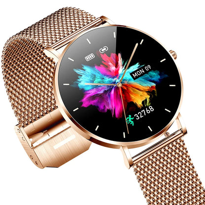 2022 Novo Relógio Inteligente Ultra Fino Feminino 1,36" AMOLED 360*360 HD Pixel Display Sempre Mostrar Hora Lembrete de Chamada Smartwatch Feminino+Caixa 