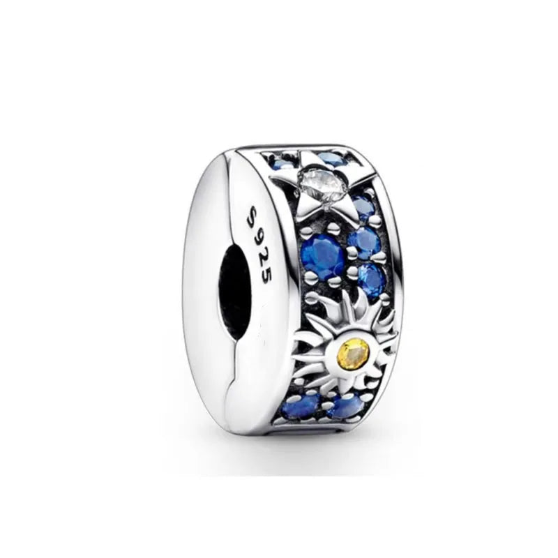 2023 925 Prata Esterlina Flor Sol Rodada Clipe Charms Contas se encaixam Original Pulseira Pandora Para Mulheres DIY Moda Jóias Fazendo