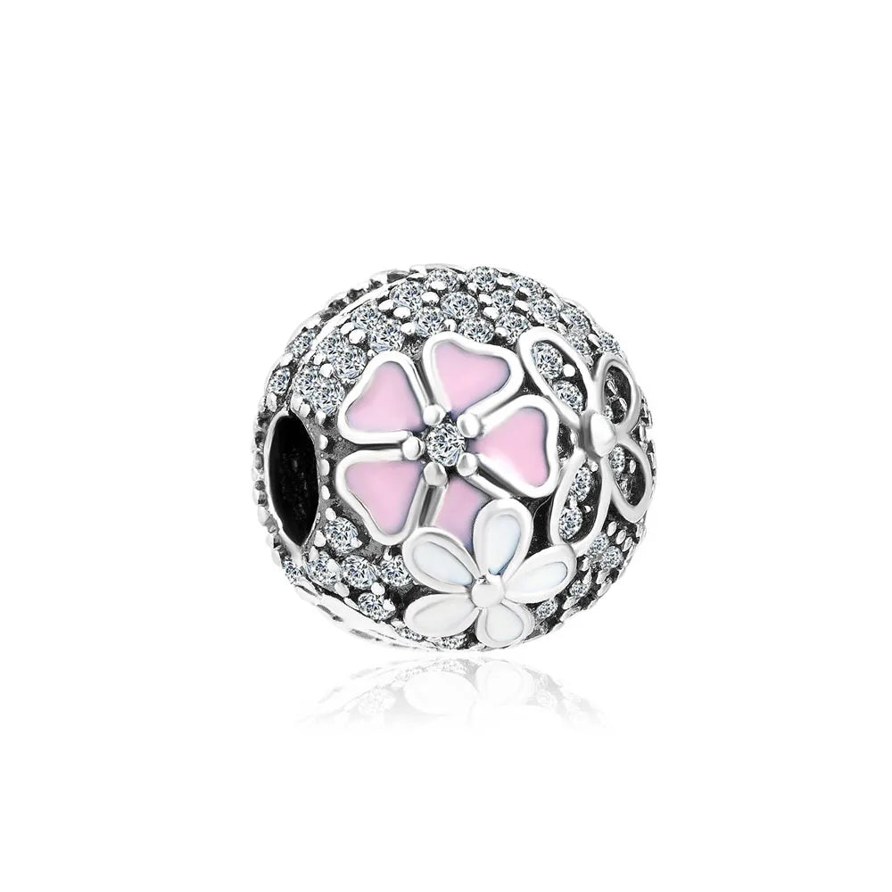 2023 925 Prata Esterlina Flor Sol Rodada Clipe Charms Contas se encaixam Original Pulseira Pandora Para Mulheres DIY Moda Jóias Fazendo