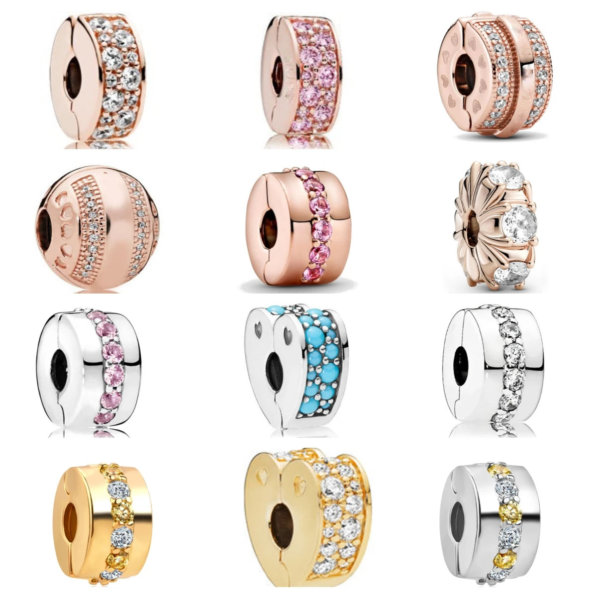 2023 925 Prata Esterlina Flor Sol Rodada Clipe Charms Contas se encaixam Original Pulseira Pandora Para Mulheres DIY Moda Jóias Fazendo