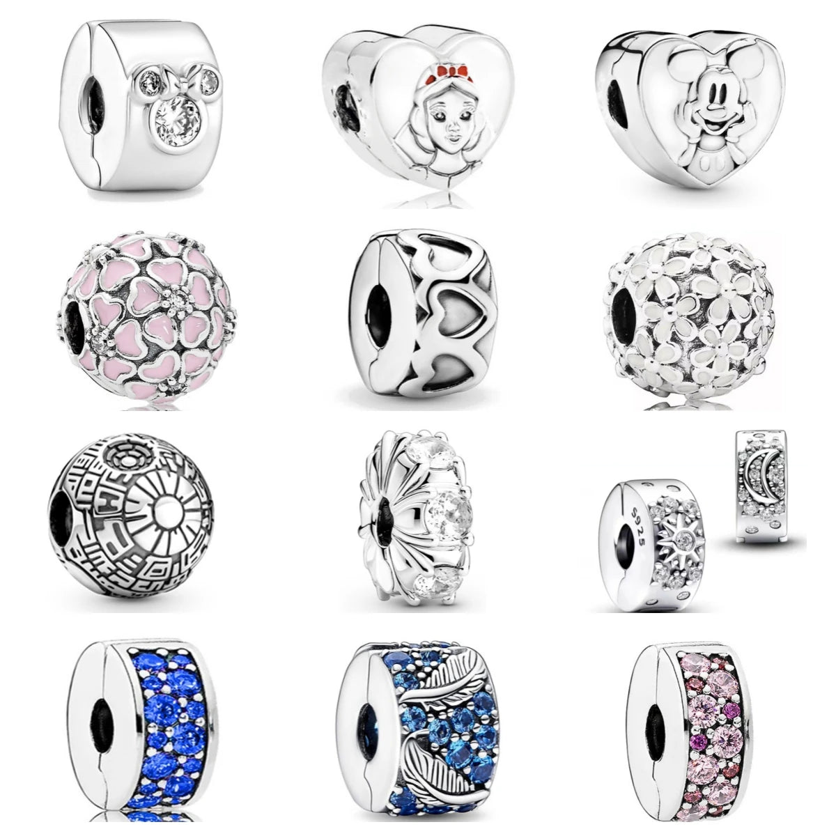 2023 925 Prata Esterlina Flor Sol Rodada Clipe Charms Contas se encaixam Original Pulseira Pandora Para Mulheres DIY Moda Jóias Fazendo