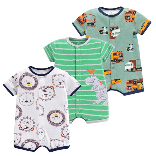 2023 Baby Boys Rompers Summer Baby Girl Clothes Kids Short Sleeve Clothing 100% Cotton Newborn Rompers Infant Jumpsuits 0-24M Leedoar