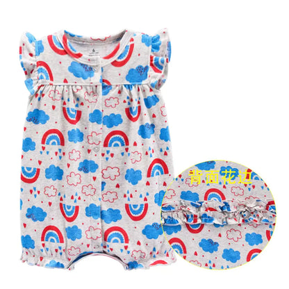 2023 Baby Boys Rompers Summer Baby Girl Clothes Kids Short Sleeve Clothing 100% Cotton Newborn Rompers Infant Jumpsuits 0-24M Leedoar