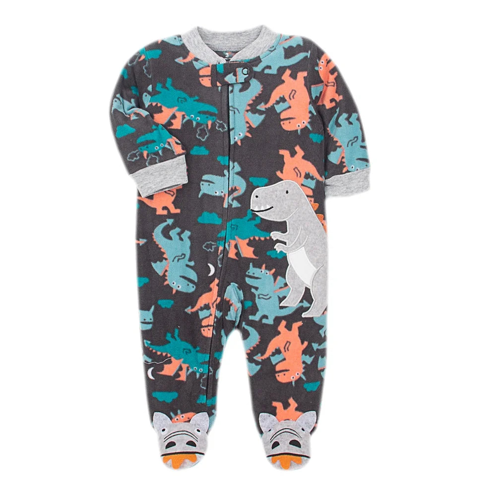 2023 Fall Winter Warm Newborn Baby Romper Pajamas Fleece Foot-wrapped Jumpsuit Babe Girl Cartoon Cute Pjms Leedoar