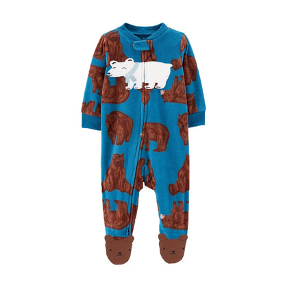 2023 Fall Winter Warm Newborn Baby Romper Pajamas Fleece Foot-wrapped Jumpsuit Babe Girl Cartoon Cute Pjms Leedoar