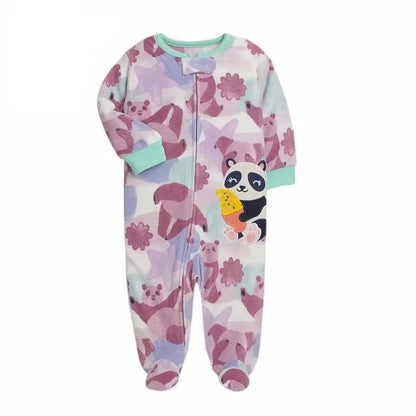 2023 Fall Winter Warm Newborn Baby Romper Pajamas Fleece Foot-wrapped Jumpsuit Babe Girl Cartoon Cute Pjms Leedoar