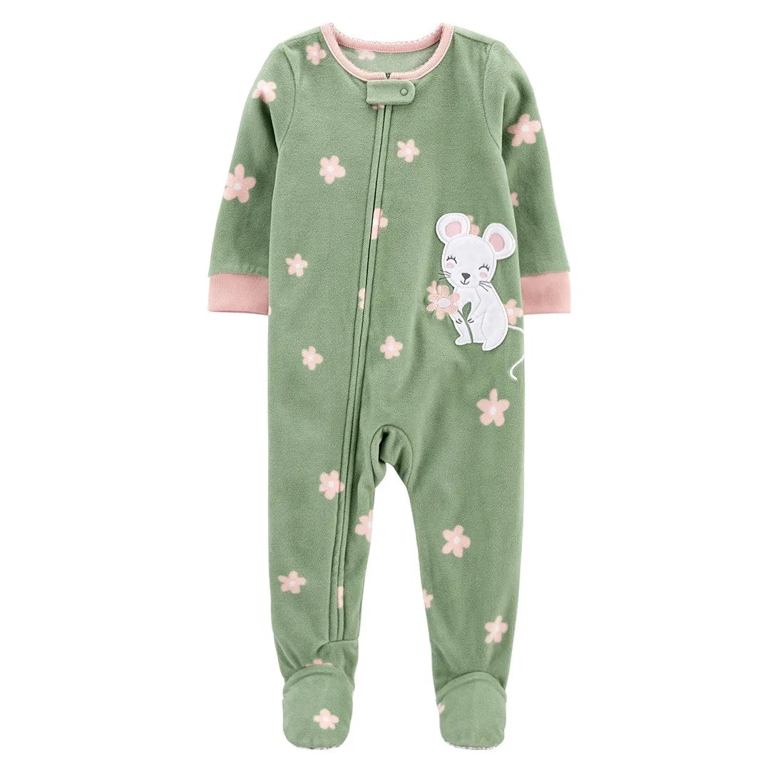 2023 Fall Winter Warm Newborn Baby Romper Pajamas Fleece Foot-wrapped Jumpsuit Babe Girl Cartoon Cute Pjms Leedoar