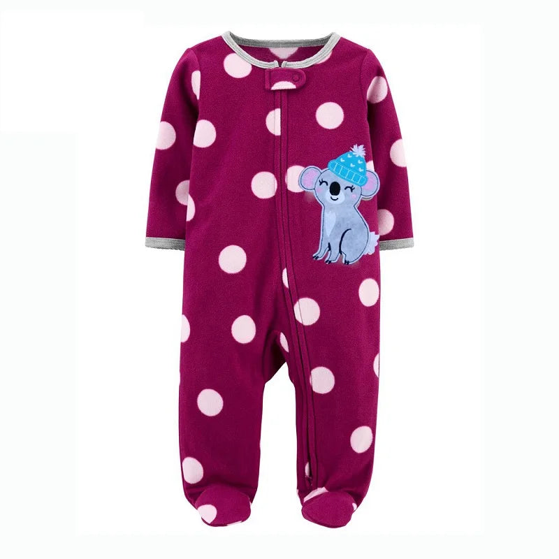 2023 Fall Winter Warm Newborn Baby Romper Pajamas Fleece Foot-wrapped Jumpsuit Babe Girl Cartoon Cute Pjms Leedoar