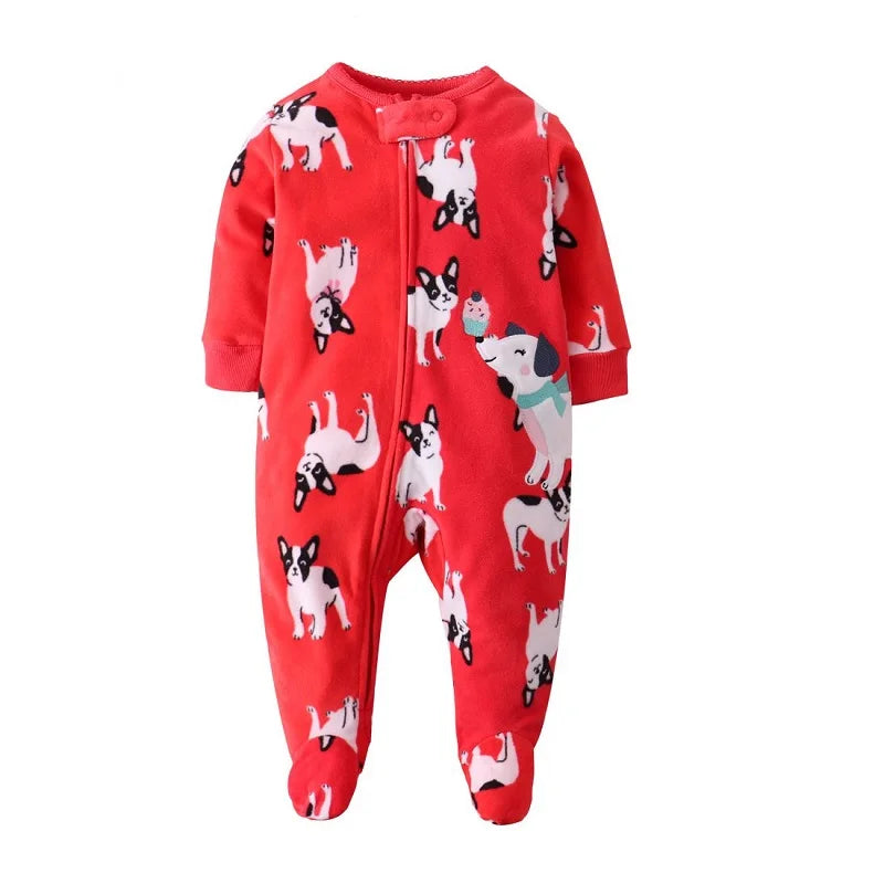 2023 Fall Winter Warm Newborn Baby Romper Pajamas Fleece Foot-wrapped Jumpsuit Babe Girl Cartoon Cute Pjms Leedoar