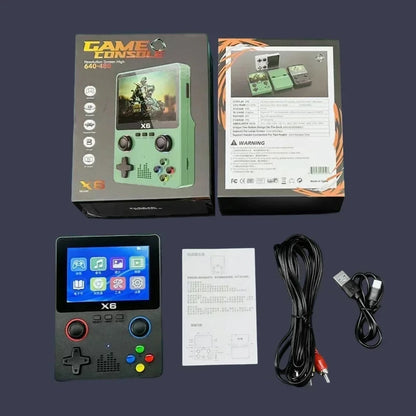 2023 Novo X6 3.5 Polegadas IPS Tela Handheld Game Player Dual Joystick 11 Simuladores GBA Video Game Console para Crianças Presentes