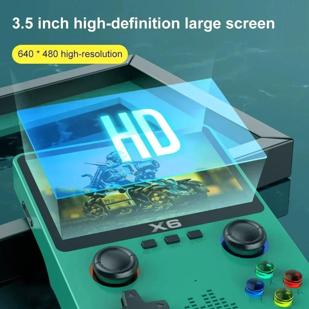 2023 Novo X6 3.5 Polegadas IPS Tela Handheld Game Player Dual Joystick 11 Simuladores GBA Video Game Console para Crianças Presentes