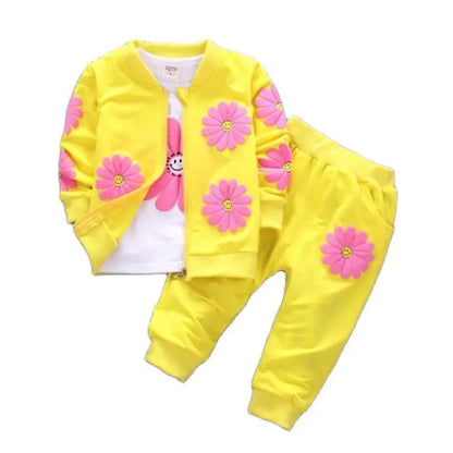 2023 Real Roupas Infantis Children's Garment Spring And Autumn New Girl Pure Cotton Printing Three-piece Child Suit 0-4y