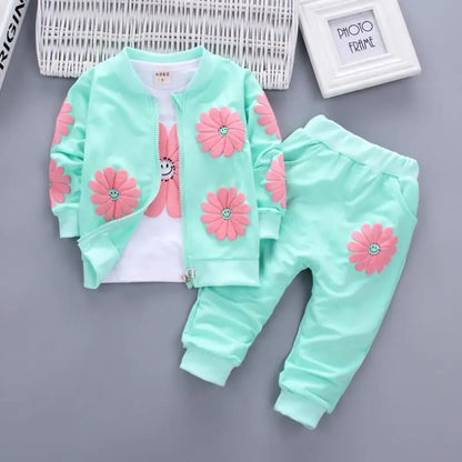 2023 Real Roupas Infantis Children's Garment Spring And Autumn New Girl Pure Cotton Printing Three-piece Child Suit 0-4y