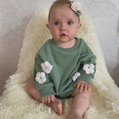 2023 Spring Baby Clothes Flowers Sweatshirt Romper Baby Girl Boys Long Sleeve Bodysuit Clothes Newborn 0-12 Months 24M Jumpsuit Leedoar