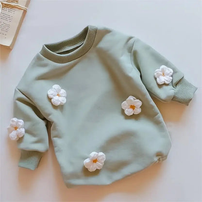 2023 Spring Baby Clothes Flowers Sweatshirt Romper Baby Girl Boys Long Sleeve Bodysuit Clothes Newborn 0-12 Months 24M Jumpsuit Leedoar