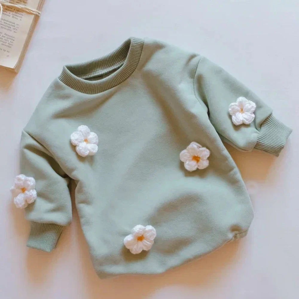 2023 Spring Baby Clothes Flowers Sweatshirt Romper Baby Girl Boys Long Sleeve Bodysuit Clothes Newborn 0-12 Months 24M Jumpsuit Leedoar