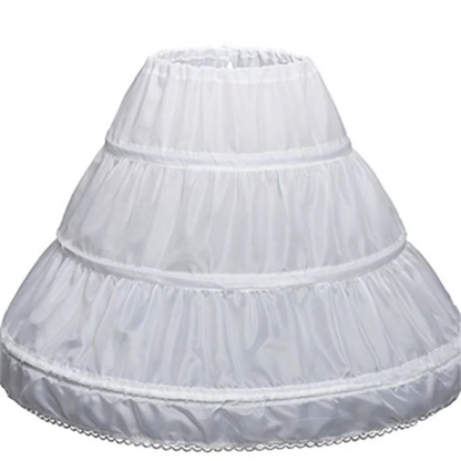 2023 Branco Crianças Crianças Petticoat A-Line 3 Hoops Uma Camada Crianças Crinolina Renda Guarnição Flor Menina Vestido Underskirt Cintura Elástica 