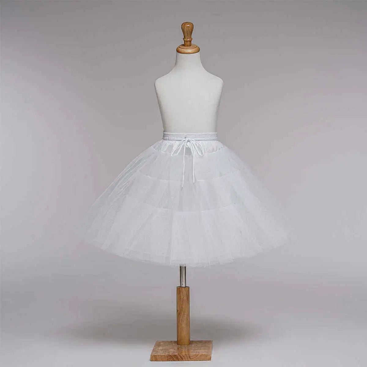 2023 White Children kids Petticoat A-Line 3 Hoops One Layer Kids Crinoline Lace Trim Flower Girl Dress Underskirt Elastic Waist