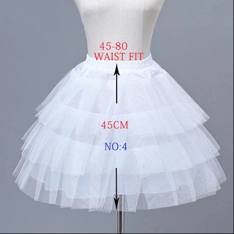 2023 Branco Crianças Crianças Petticoat A-Line 3 Hoops Uma Camada Crianças Crinolina Renda Guarnição Flor Menina Vestido Underskirt Cintura Elástica 