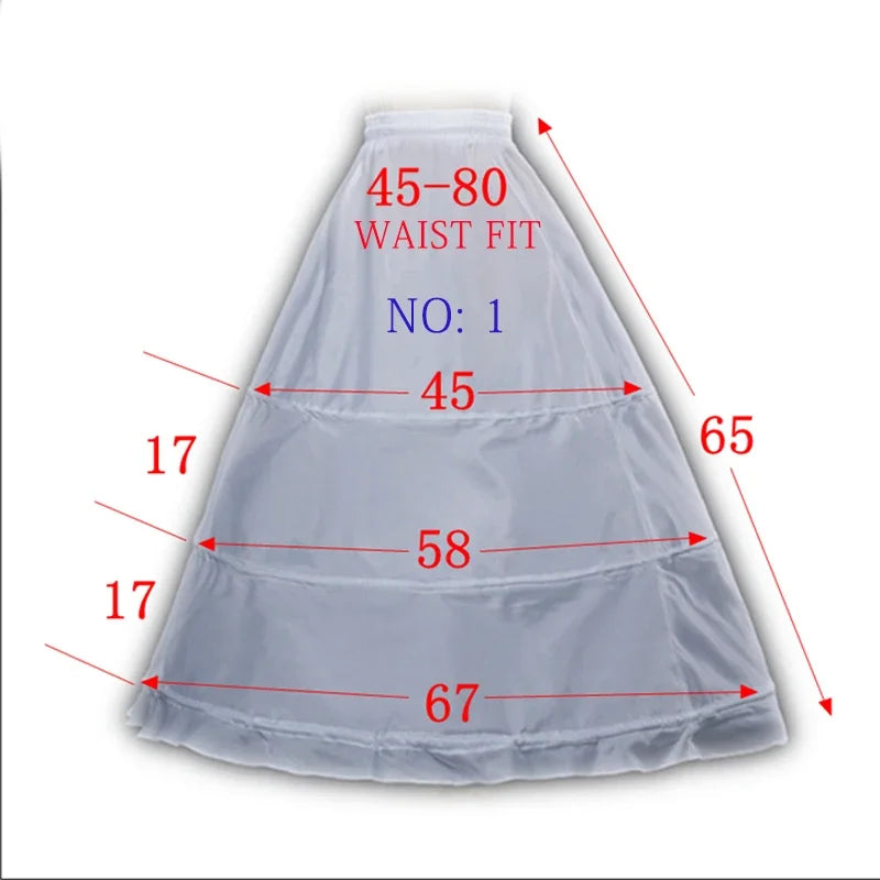 2023 Branco Crianças Crianças Petticoat A-Line 3 Hoops Uma Camada Crianças Crinolina Renda Guarnição Flor Menina Vestido Underskirt Cintura Elástica 