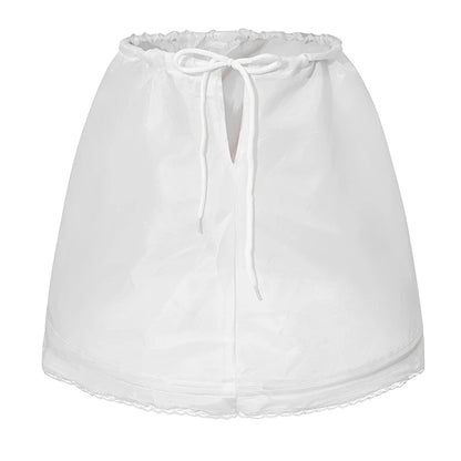 2023 Branco Crianças Crianças Petticoat A-Line 3 Hoops Uma Camada Crianças Crinolina Renda Guarnição Flor Menina Vestido Underskirt Cintura Elástica 