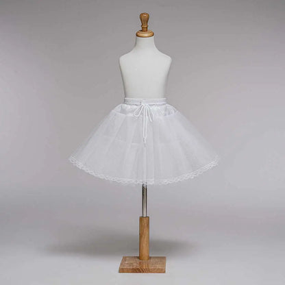 2023 White Children kids Petticoat A-Line 3 Hoops One Layer Kids Crinoline Lace Trim Flower Girl Dress Underskirt Elastic Waist