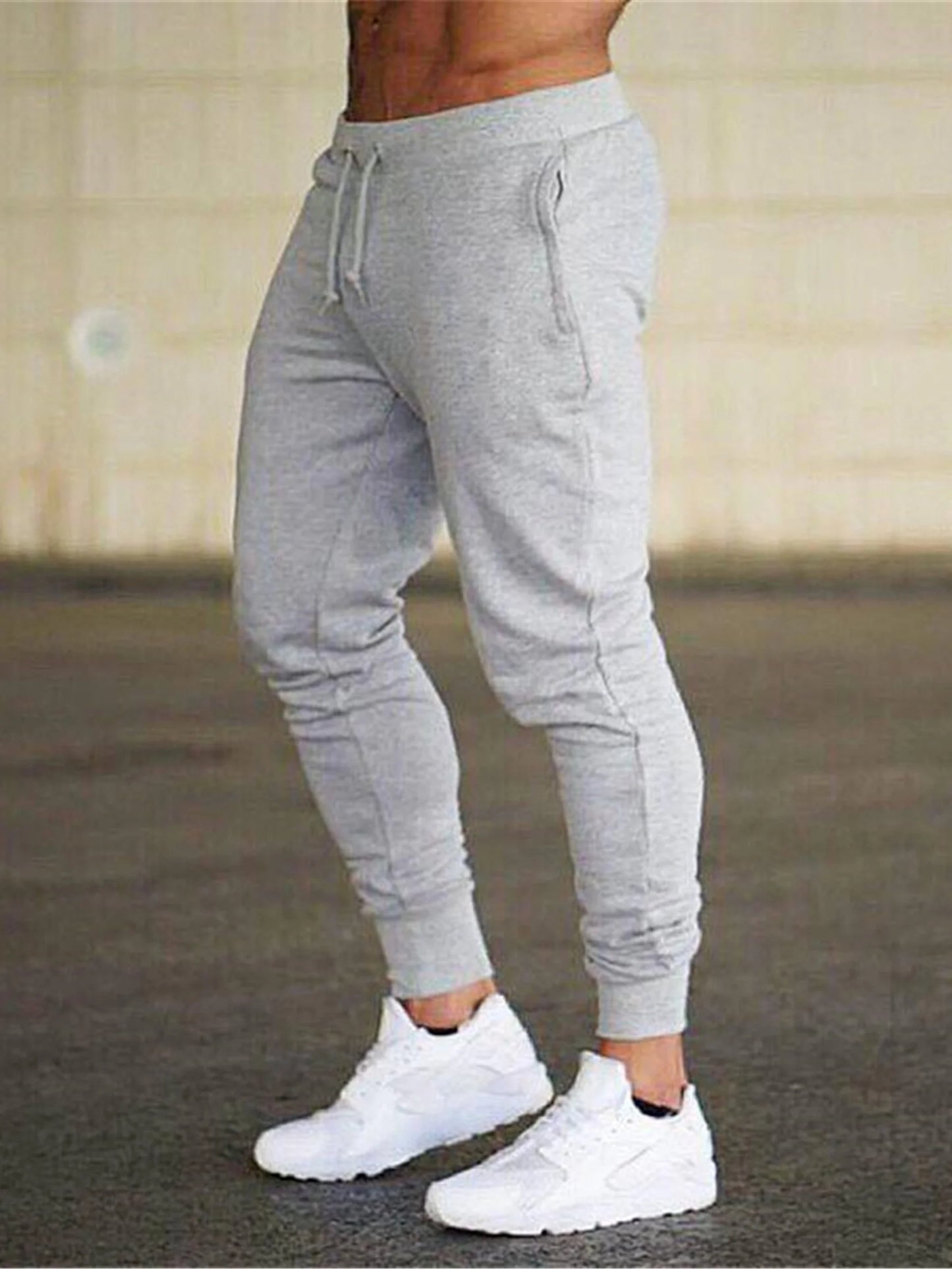 2024 Fashion Men Gyms Pure color Pants Joggers Fitness Casual Long Pants Men Workout Skinny Sweatpants Jogger Tracksuit Trousers Leedoar