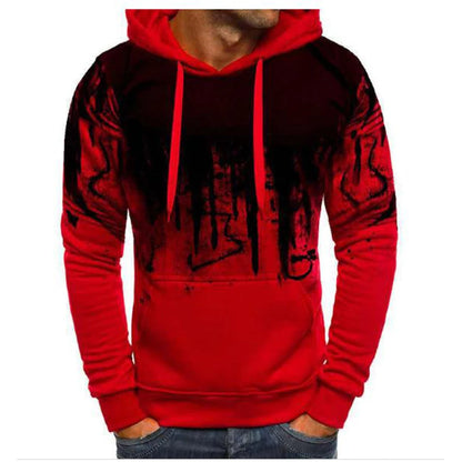 2024 Gradient Print Men's Pullover Skateboarding Hooded Sweatshirt Spring Autumn Fitness Sportswear Fashion Casual Hoodies Loose Leedoar