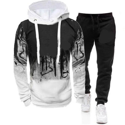 2024 Gradient Print Men's Pullover Skateboarding Hooded Sweatshirt Spring Autumn Fitness Sportswear Fashion Casual Hoodies Loose Leedoar