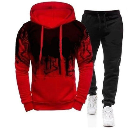 2024 Gradient Print Men's Pullover Skateboarding Hooded Sweatshirt Spring Autumn Fitness Sportswear Fashion Casual Hoodies Loose Leedoar