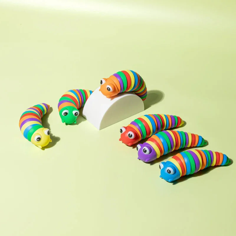 2024 Hot 3d Colorful Creative Twist Slug Toys Relieves Fun Decompression Snails Finger Slug Toy Curls Up Fidget Sensory Toys Leedoar