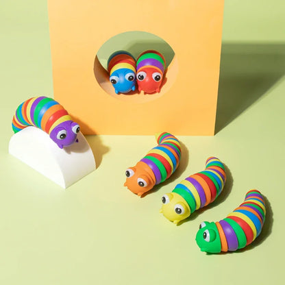 2024 Hot 3d Colorful Creative Twist Slug Toys Relieves Fun Decompression Snails Finger Slug Toy Curls Up Fidget Sensory Toys Leedoar