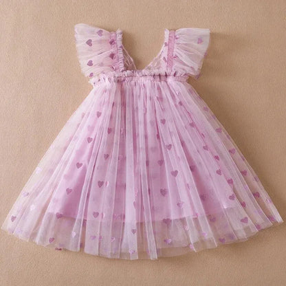 2024 Kids Dress Girl Summer Dress with Butterfly Wings Floral Puff Sleeve Dance Performance Tutu Mesh Princess Dress Clothes Leedoar