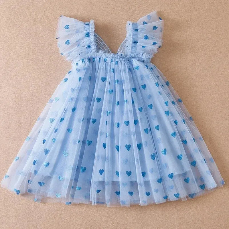 2024 Kids Dress Girl Summer Dress with Butterfly Wings Floral Puff Sleeve Dance Performance Tutu Mesh Princess Dress Clothes Leedoar