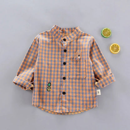 2024 Korean Fashion Children Tops Boys Buffalo Plaid Flannel Shirt Baby Casual Shirt Outerwear Clothes Autumn Girls Blouses 0-5T Leedoar