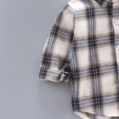 2024 Korean Fashion Children Tops Boys Buffalo Plaid Flannel Shirt Baby Casual Shirt Outerwear Clothes Autumn Girls Blouses 0-5T Leedoar