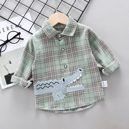 2024 Korean Fashion Children Tops Boys Buffalo Plaid Flannel Shirt Baby Casual Shirt Outerwear Clothes Autumn Girls Blouses 0-5T Leedoar