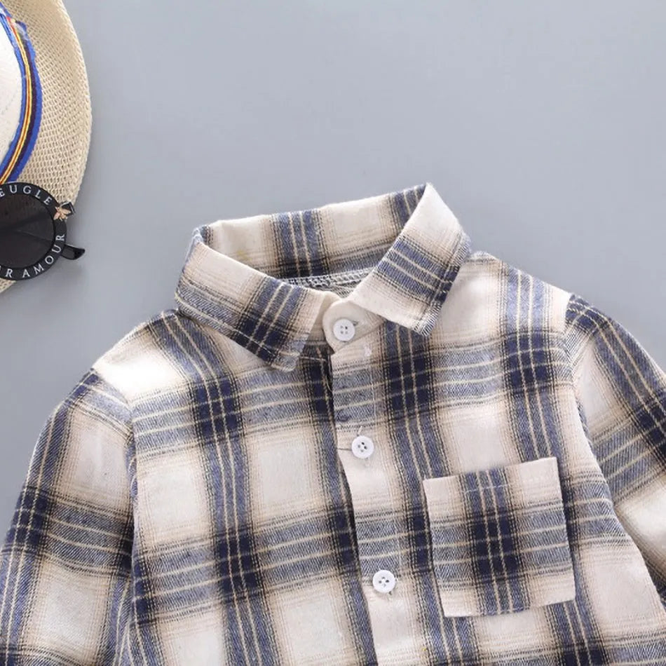 2024 Korean Fashion Children Tops Boys Buffalo Plaid Flannel Shirt Baby Casual Shirt Outerwear Clothes Autumn Girls Blouses 0-5T Leedoar