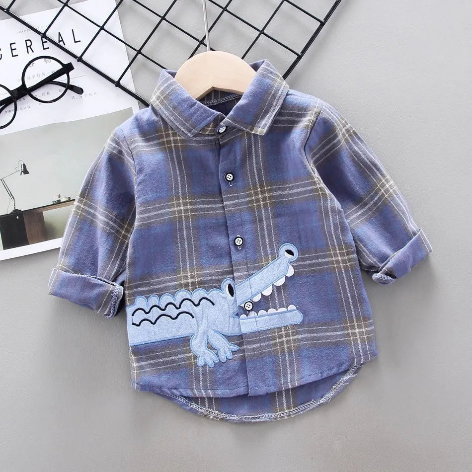 2024 Korean Fashion Children Tops Boys Buffalo Plaid Flannel Shirt Baby Casual Shirt Outerwear Clothes Autumn Girls Blouses 0-5T Leedoar