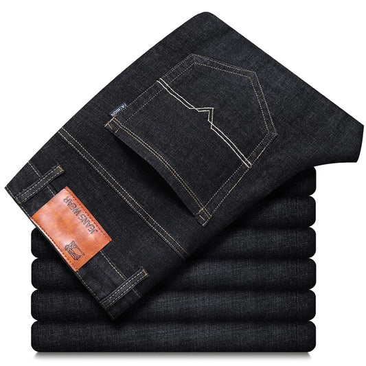 2024 NOVO Estilo Clássico Masculino Casual Stretch Slim Jean Calças Masculinas Calças Jeans de Marca Preto Azul Moda Jeans Empresarial 