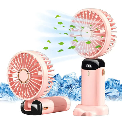 2024 New Arrival Cooling Mini Fan Portable Hand Held Personal 5 Speed Wind Pocket Rechargeable Handheld with Hook Leedoar