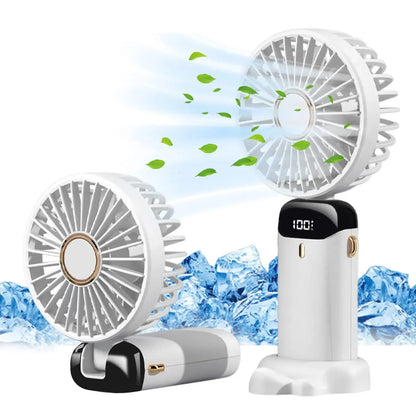 2024 New Arrival Cooling Mini Fan Portable Hand Held Personal 5 Speed Wind Pocket Rechargeable Handheld with Hook Leedoar