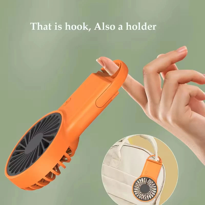 2024 New Arrival Min Wind Air Cooling Hand Portable Usb Desktop Rechargeable Handheld Fan with Hook Leedoar