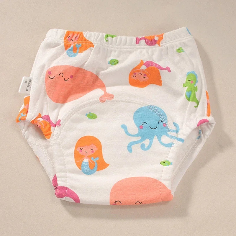 2024 New Baby Reusable Diapers 6 Layer Waterproof Reusable Cotton Diapers Breathable Training Shorts Underwear Cloth Pants Nappy Leedoar