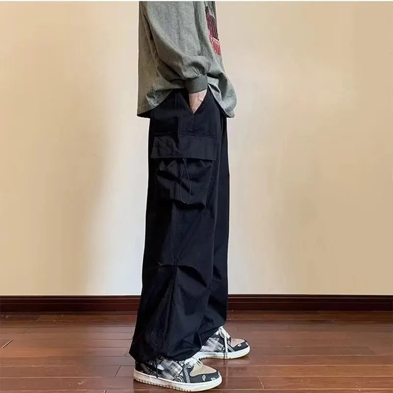 2024 New Men's Overalls Multi-Pocket American Hiphop Pants Men's Ins High Street Spring And Autumn Bunched Foot Assault Pants Leedoar