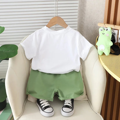 2024 New Summer K-style Kidsren's Clothing, Small Frog Bag, Short-sleeved Two-piece Set, Summer Clothing, Kidsren's Suit, Beh... Leedoar