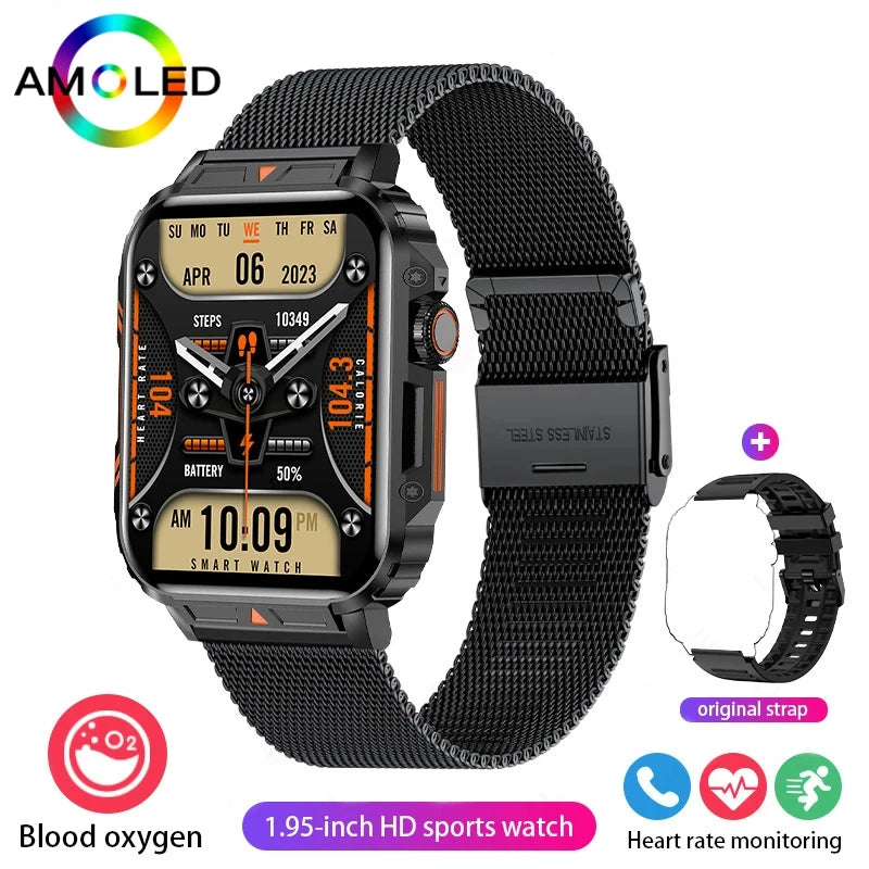 Reloj inteligente militar para exteriores con GPS, nuevo, 2024, con llamadas por Bluetooth, IP68, resistente al agua, para Android e IOS 